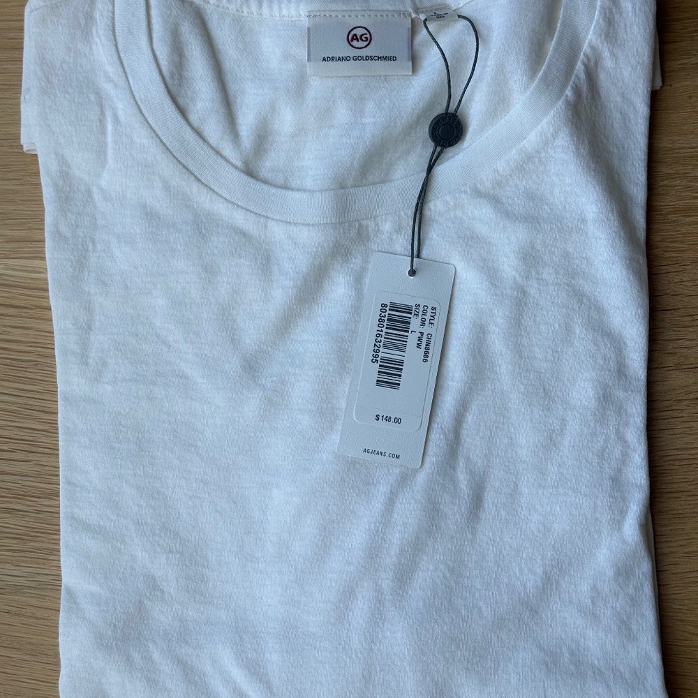 Adriano Goldschmied( AG)  Women Logan L/S Tee Size L powder white color NWT